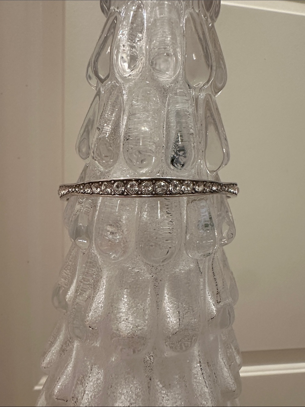 Brighton Silver-Tone Crystal Row Bangle Bracelet